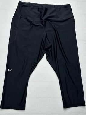 Under Armour Women’s 2X Black Capri Leggings Side Pockets Athletic Plus Size